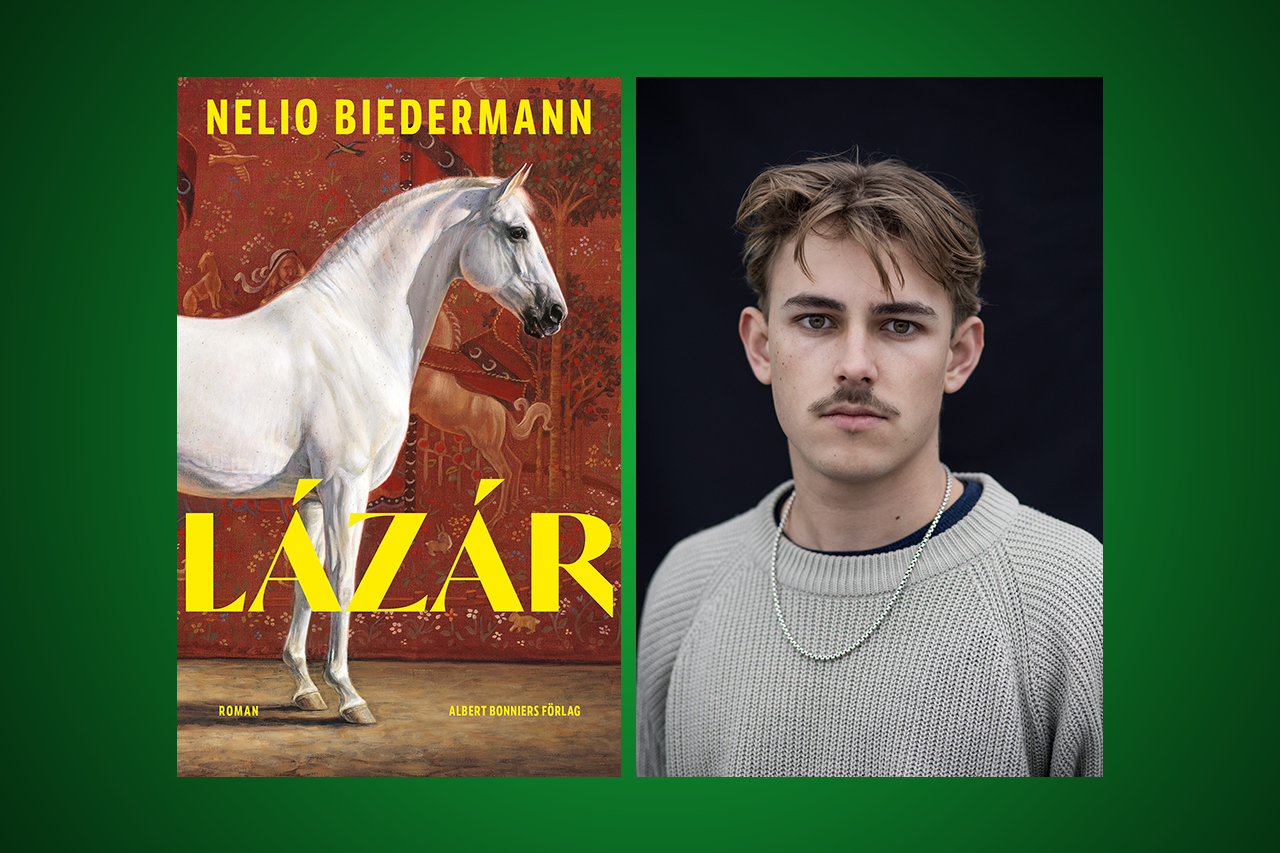 Nelio. ”Berättarglädjen är stor hos Nelio Biedermann, tematiken intressant och språket är, när det är som bäst, en ren och oförfalskad glädje att ta del av.” Det skriver Elisabeth Brännström som läst författarens debutroman ”Lázár”.